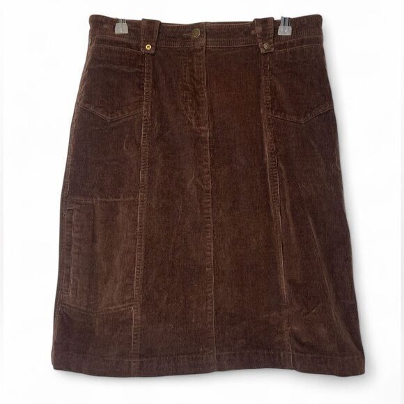 Vintage Woolrich Women 4 Dark Chocolate Brown A Line Corduroy‎ Cotton Skirt - Picture 1 of 6